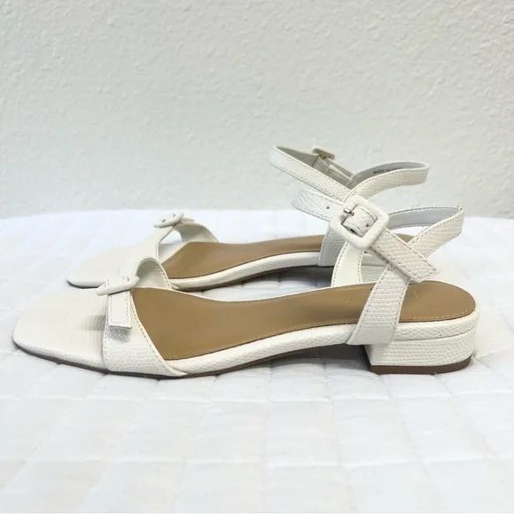 J. Crew Factory Textured Ankle Strap Block Sandals in Ivory White Size 6 spring - Picture 7 of 11